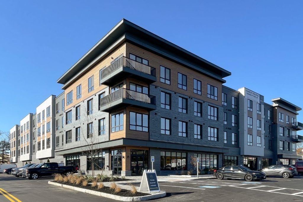Corner view of a Mixed Use Development in Weymouth MA