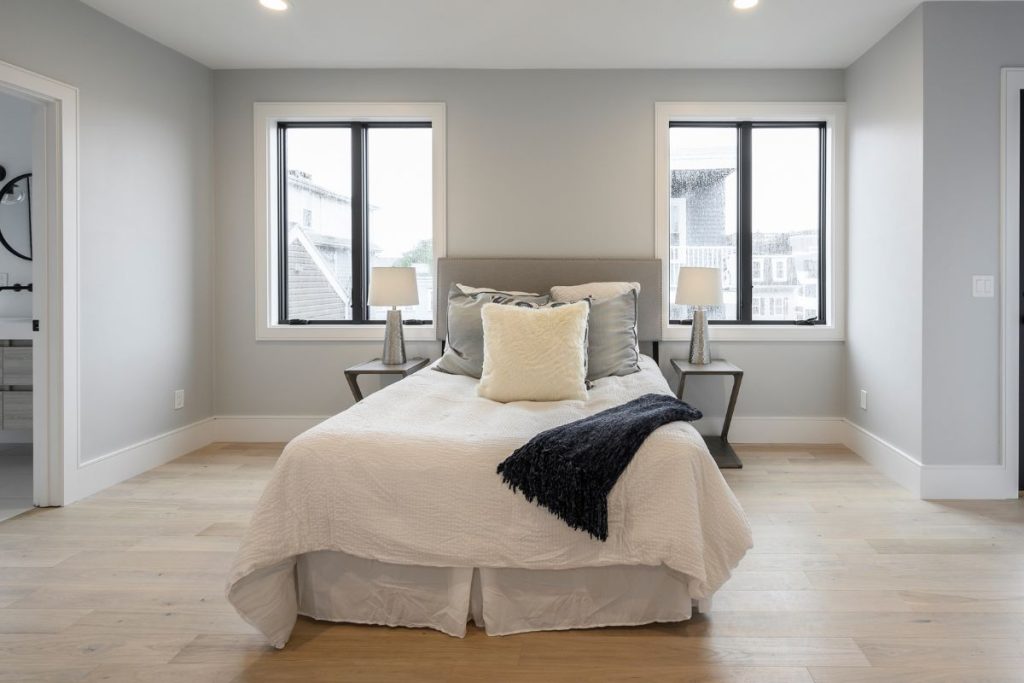 Modern furniture in South Boston apartment bedroom