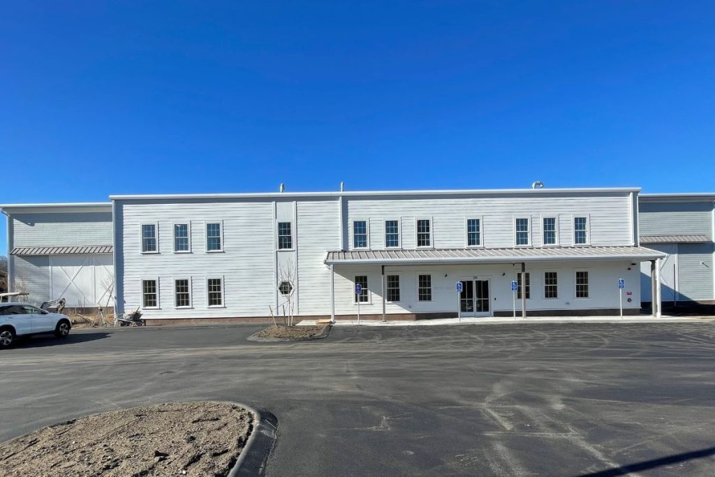 Exterior of the Westborough Sports Facility before landscaping was completed