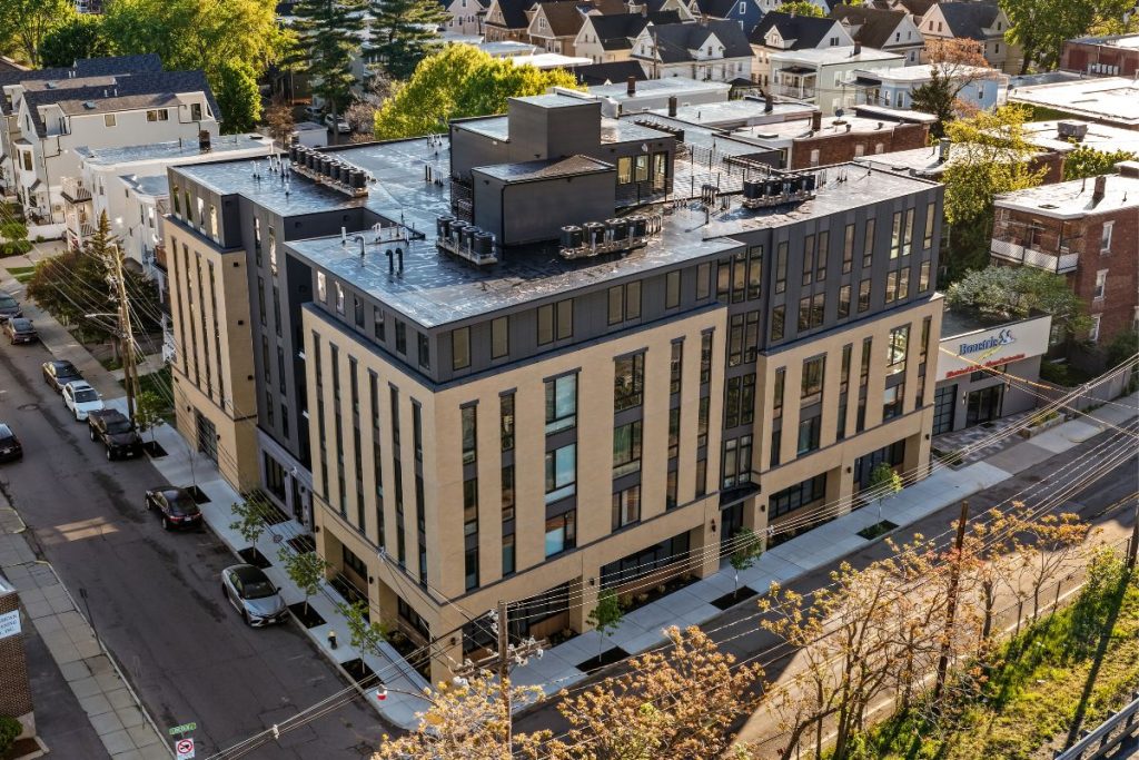 New condo block in Brighton MA with modern architectural design by Choo and Company