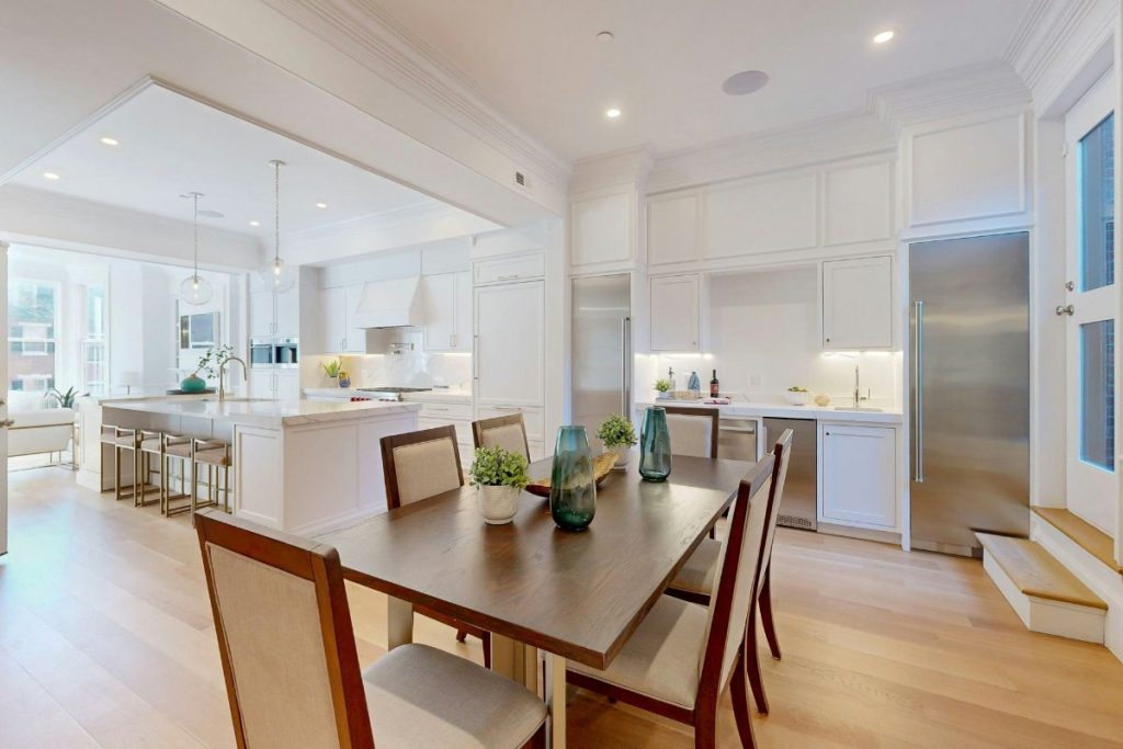 Kitchen and dining renovation in historic brownstone home in Beacon Hill in Boston