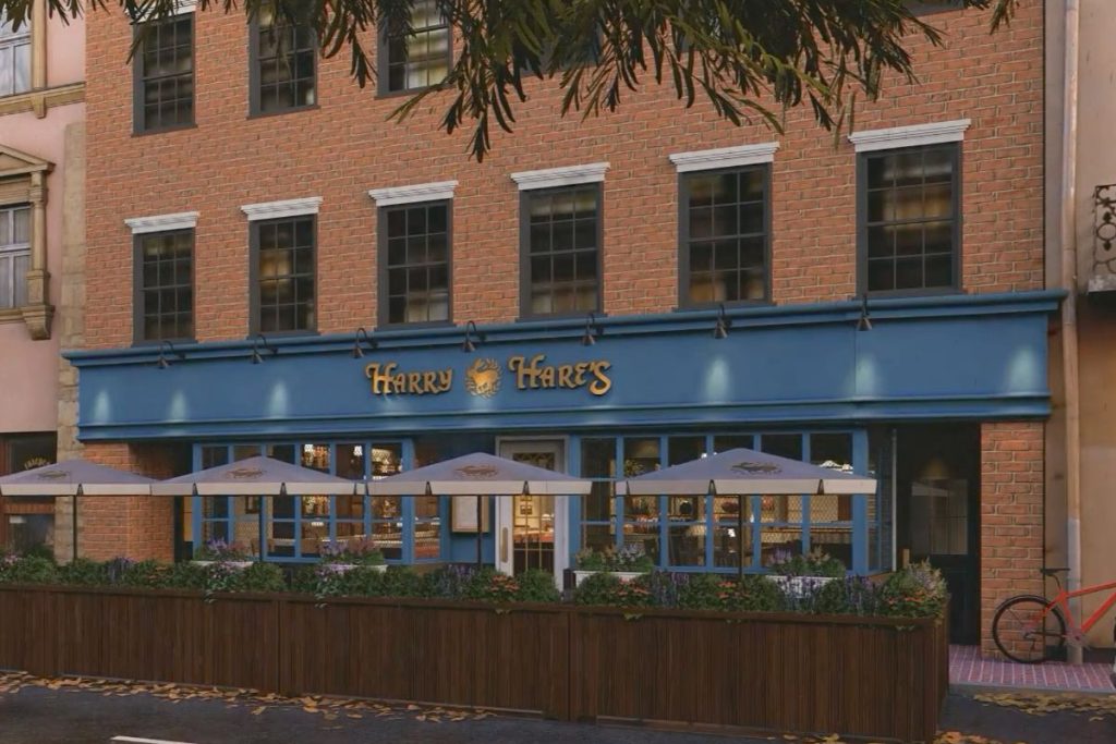 Architectural rendering of a restaurant exterior in Boston, MA